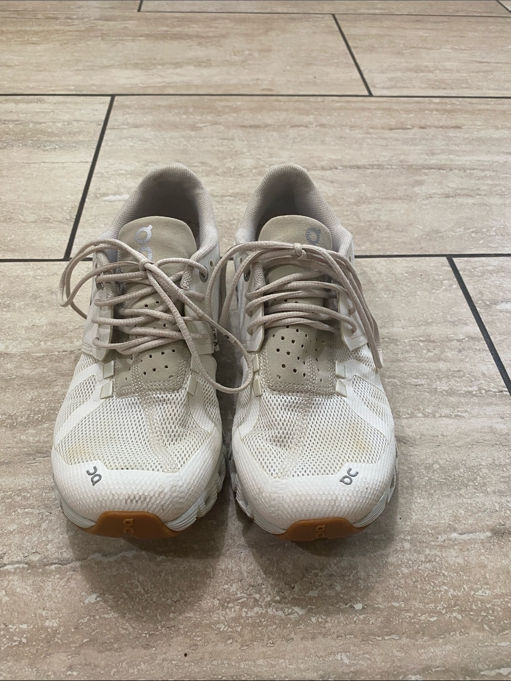 On Running Women's Athletic Shoes - White with Beige accents - Picture 2 of 11